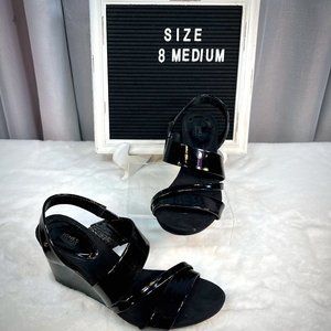 Jones New York Patent Leather Wedge Sandals, Size 8
